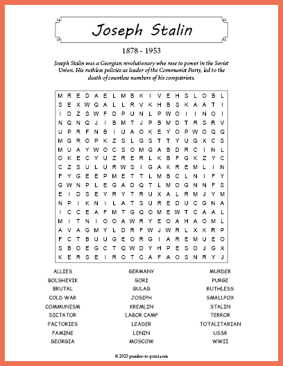 Joseph Stalin Word Search