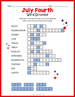 July Fourth Word Scramble thumbnail