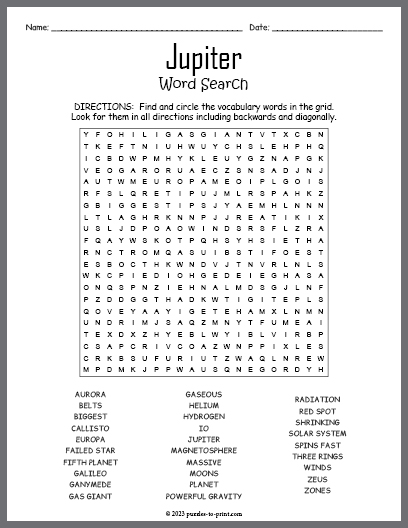 Jupiter Word Search