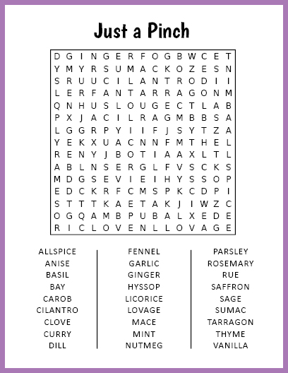 Just a Pinch Word Search