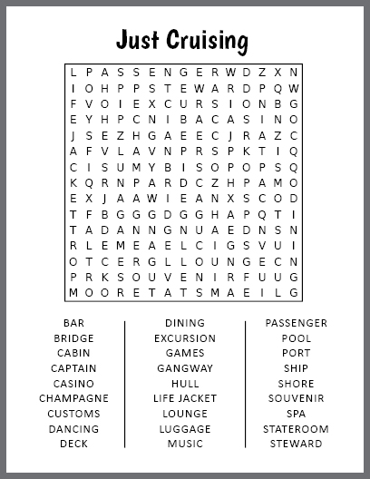 Just Cruising Word Search