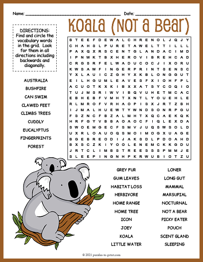 Koala Word Search