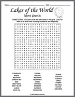 Lakes of the World Word Search Thumbnail