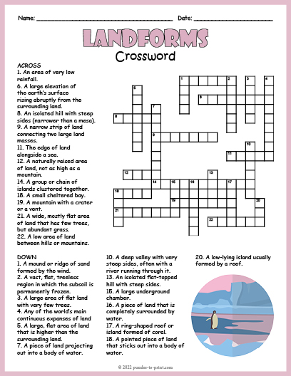 Landforms Crossword