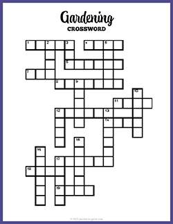 Free Printable Large Print Gardening Crossword Puzzle Worksheet