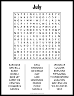Large Print July Word Search thumbnail