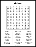 Large Print October Word Search thumbnail