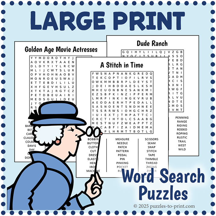 Large Print Word Search Puzzles
