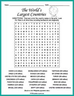 Largest Countries Word Search Thumbnail
