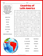 Latin America Countries Word Search thumbnail