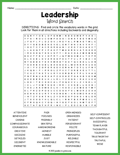 Leadership Word Search