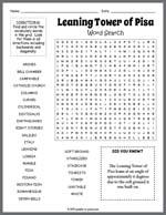 Leaning Tower of Pisa Word Search Thumbnail