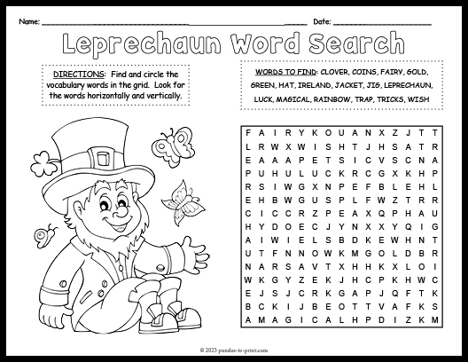 Leprechaun Word Search