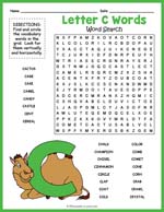 Letter C Words Word Search Thumbnail