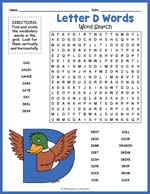 Letter D Words Word Search Thumbnail