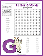 Letter G Words Word Search thumbnail