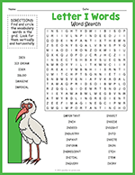Letter I Words Word Search thumbnail