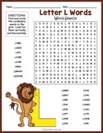 Letter L Words Word Search Thumbnail