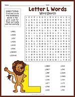 Letter L Words Word Search thumbnail