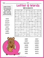 Letter Q Words Word Search Thumbnail