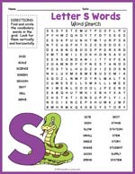 Letter S Words Word Search Thumbnail