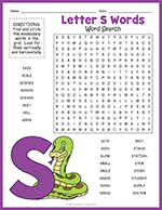 Letter S Words Word Search thumbnail