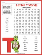 Letter T Words Word Search Thumbnail