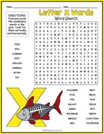 Letter X Words Word Search Thumbnail