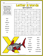 Letter X Words Word Search thumbnail
