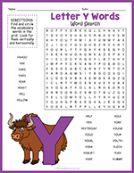 Letter Y Words Word Search thumbnail