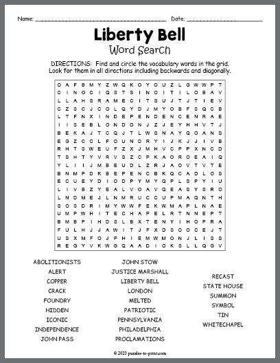 Liberty Bell Word Search