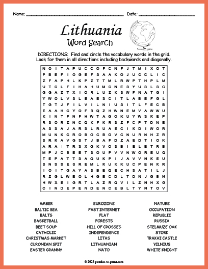 Lithuania Word Search