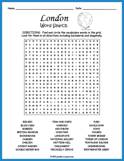 London Word Search