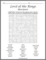 Lord of the Rings Word Search Thumbnail