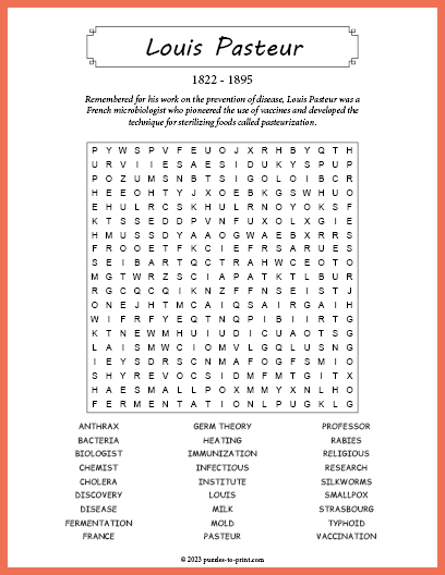 Louis Pasteur Word Search