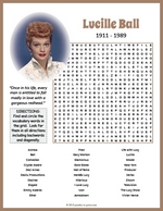 Lucille Ball Word Search thumbnail