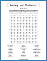Ludwig van Beethoven Word Search Thumbnail