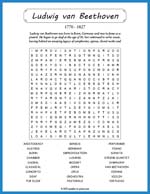 Ludwig van Beethoven Word Search Thumbnail