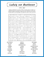 Ludwig van Beethoven Word Search thumbnail