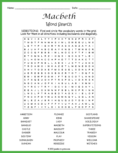 Macbeth Word Search