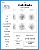 Machu Picchu Word Search Thumbnail