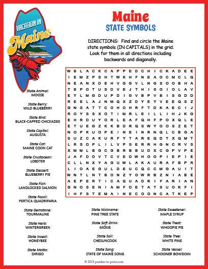 State Symbols Puzzle Worksheet Activities