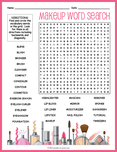Makeup Word Search