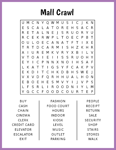 Mall Crawl Word Search