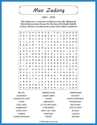 Mao Zedong Word Search