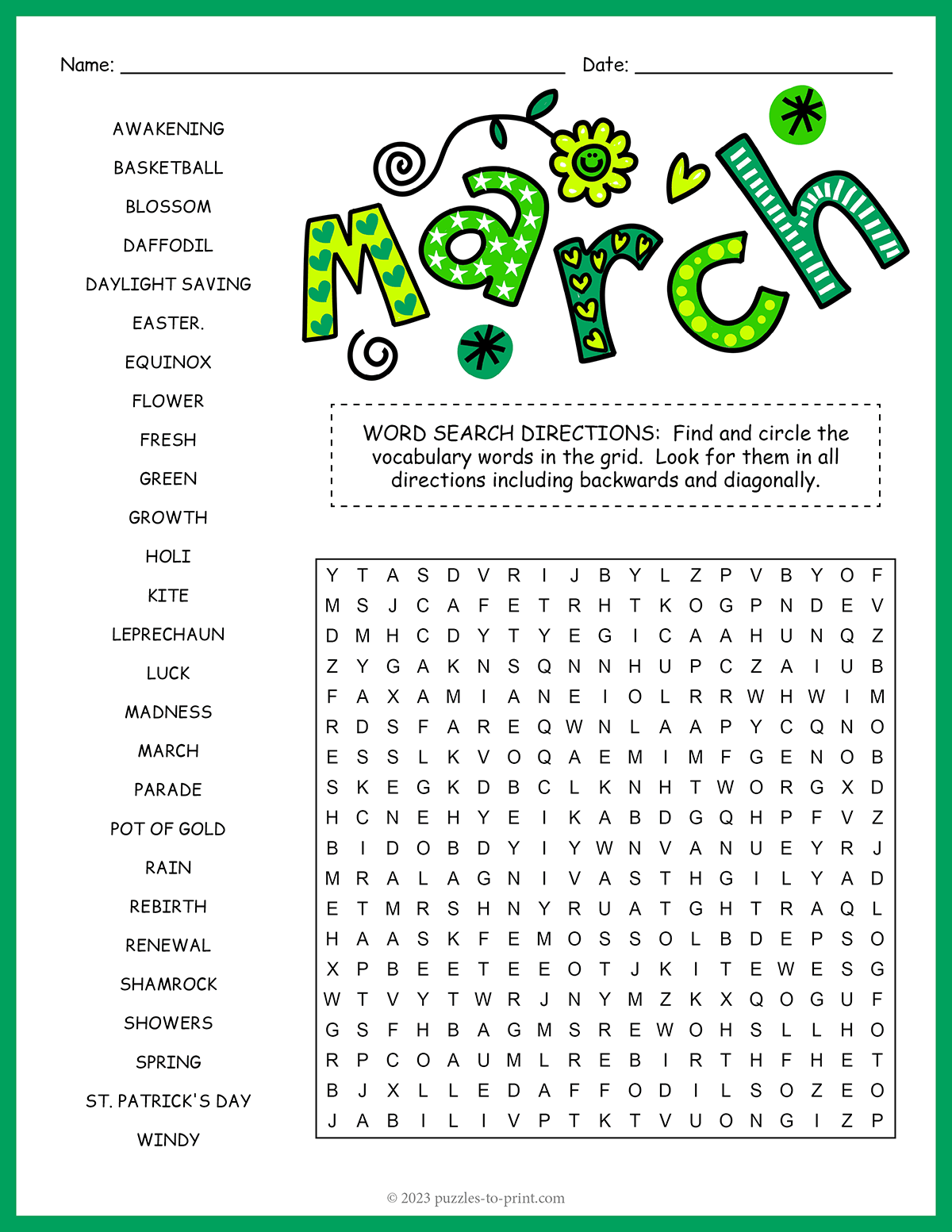March Word Search