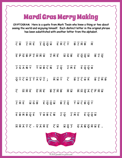 Mardi Gras Cryptogram