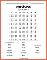 Mardi Gras Word Search Thumbnail