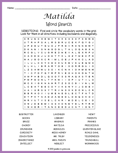 Matilda Word Search