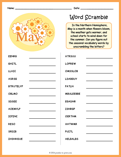 May Word Scramble